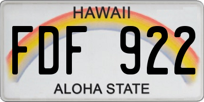 HI license plate FDF922