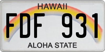 HI license plate FDF931