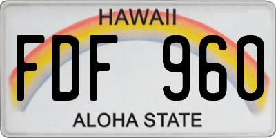 HI license plate FDF960