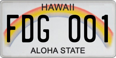 HI license plate FDG001