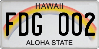 HI license plate FDG002