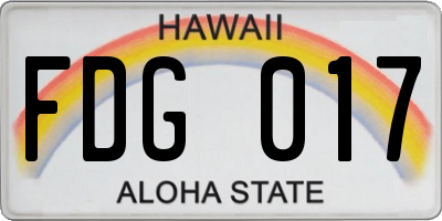 HI license plate FDG017