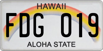 HI license plate FDG019