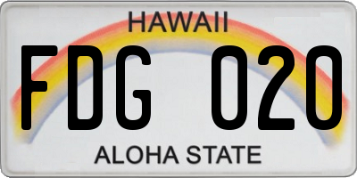 HI license plate FDG020