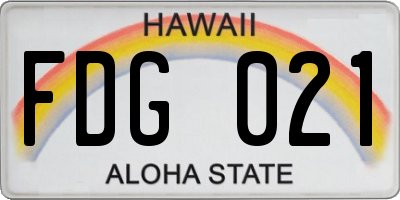 HI license plate FDG021