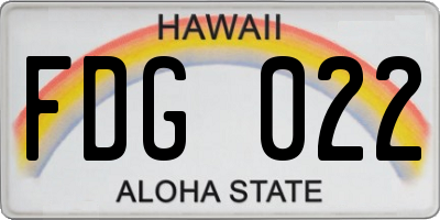 HI license plate FDG022