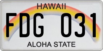HI license plate FDG031