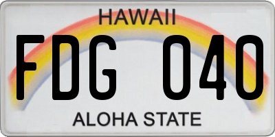 HI license plate FDG040
