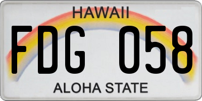 HI license plate FDG058