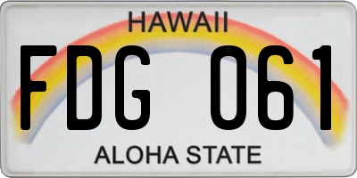 HI license plate FDG061