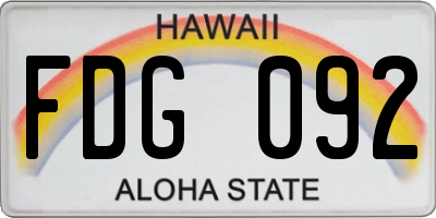HI license plate FDG092