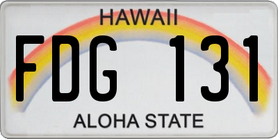 HI license plate FDG131