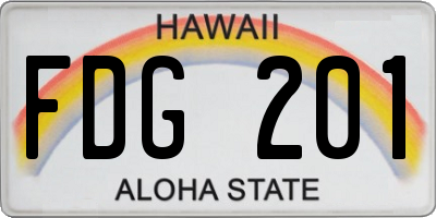 HI license plate FDG201