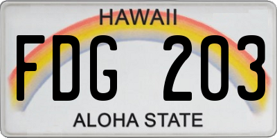 HI license plate FDG203