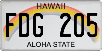 HI license plate FDG205