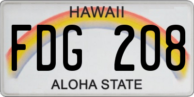 HI license plate FDG208