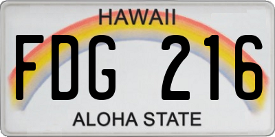 HI license plate FDG216