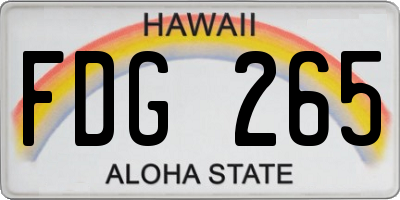HI license plate FDG265