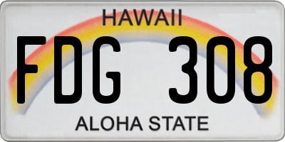 HI license plate FDG308