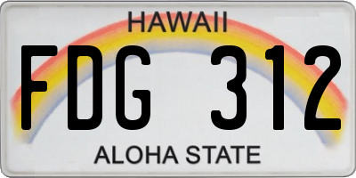 HI license plate FDG312