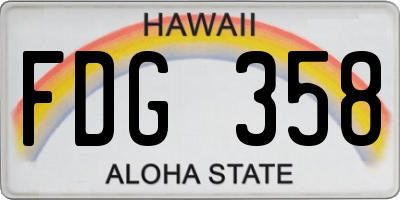 HI license plate FDG358