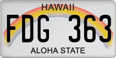 HI license plate FDG363