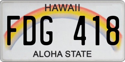 HI license plate FDG418