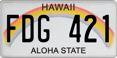 HI license plate FDG421