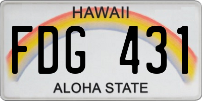 HI license plate FDG431