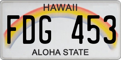 HI license plate FDG453