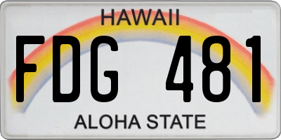 HI license plate FDG481