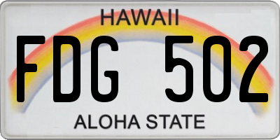 HI license plate FDG502