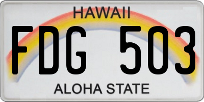 HI license plate FDG503