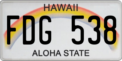 HI license plate FDG538