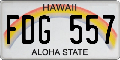 HI license plate FDG557
