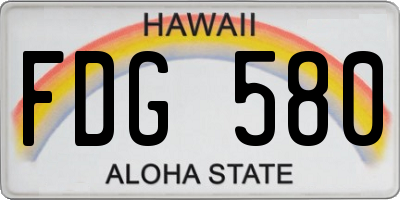 HI license plate FDG580