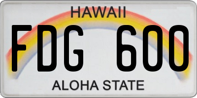 HI license plate FDG600
