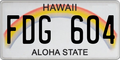 HI license plate FDG604