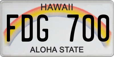 HI license plate FDG700