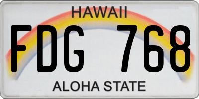 HI license plate FDG768