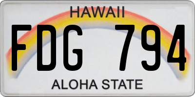 HI license plate FDG794