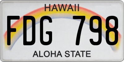 HI license plate FDG798