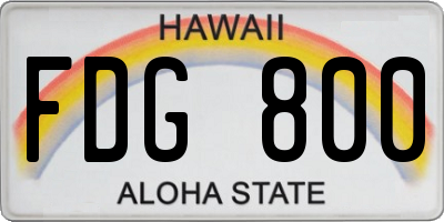 HI license plate FDG800