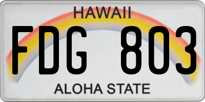 HI license plate FDG803