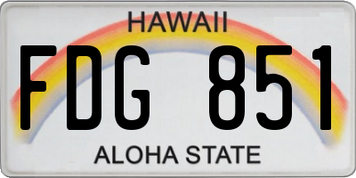 HI license plate FDG851