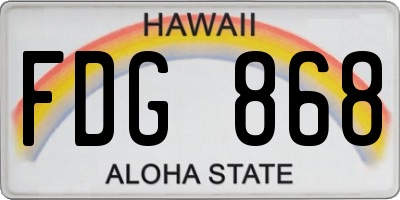 HI license plate FDG868