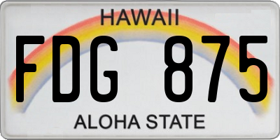 HI license plate FDG875
