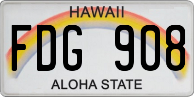 HI license plate FDG908
