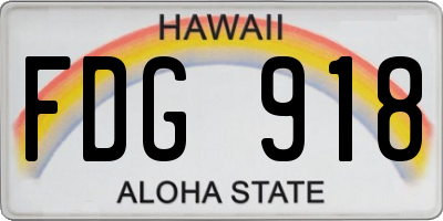 HI license plate FDG918