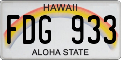 HI license plate FDG933